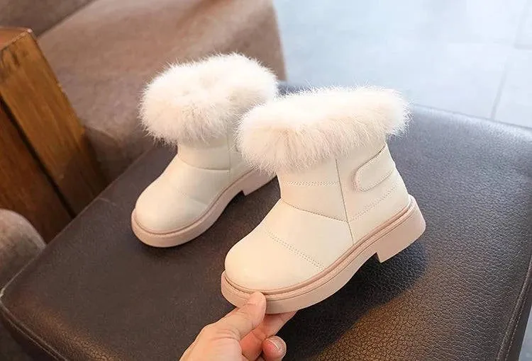2024 Britain Style Kids Boots – Cozy, Plush, Solid Color Winter Shoes for Girls & Boys ❄️ 👢