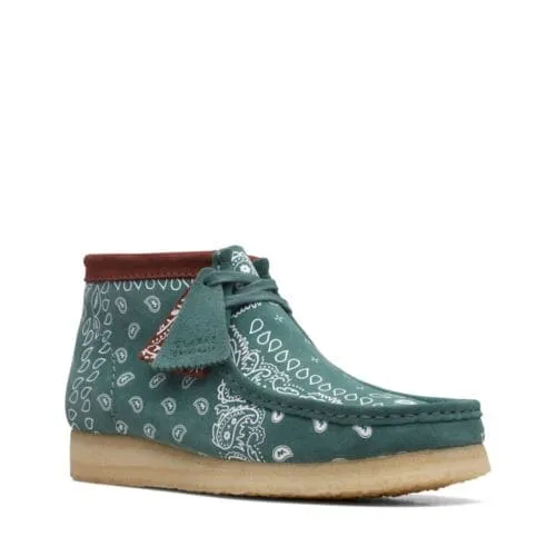 Clarks Originals Wallabee Boot Bandana Men's Green Paisley Suede 26168803