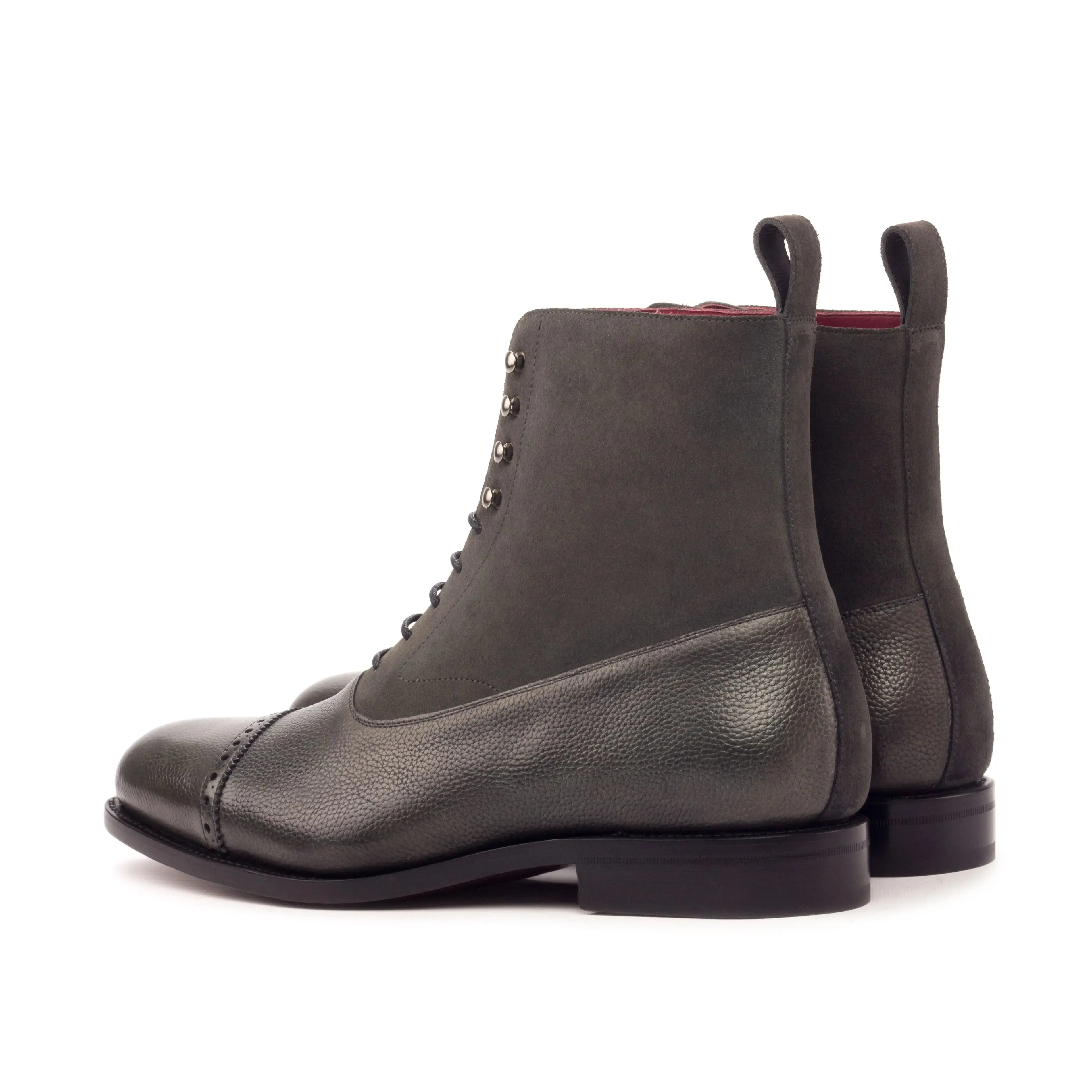 DapperFam Vittorio in Grey Men's Lux Suede & Italian Full Grain Leather Balmoral Boot