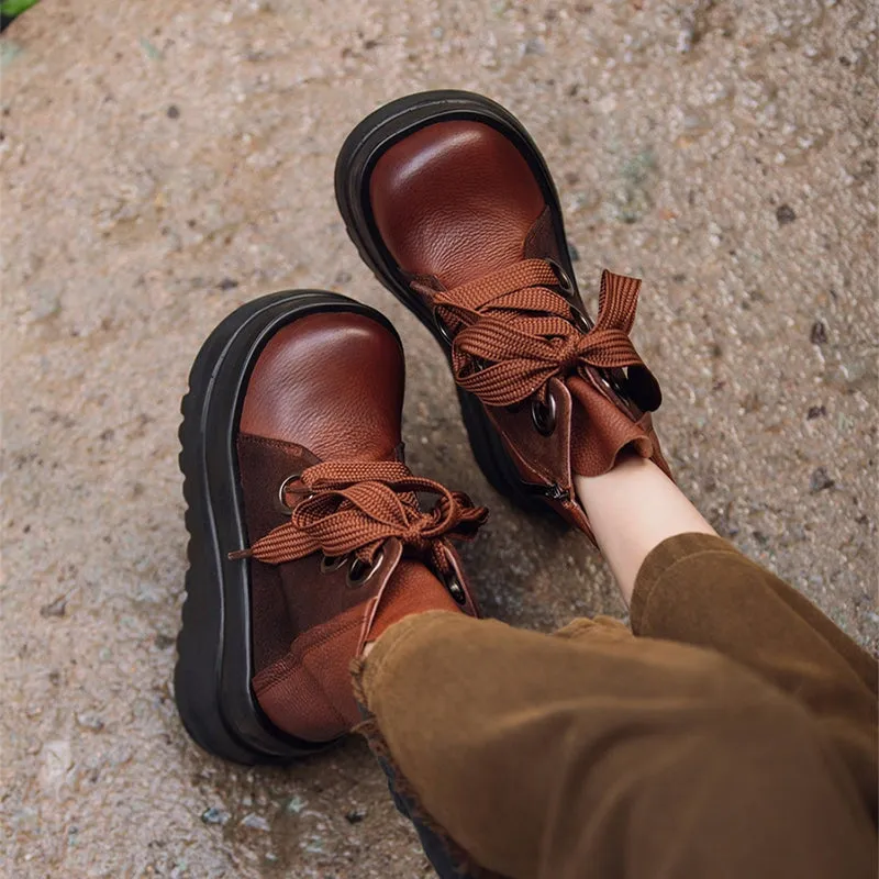 Lace up Martin Boots 90mm Platform Boots Handmade Combat Boots in Brown/Black/Green
