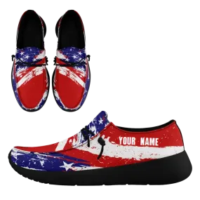 Personalized  America Flag Sneakers, Custom Patriotic Loafer Shoes,  Canvas Slip On Shoes,FN018-24020303-1b